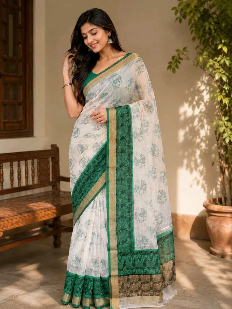 Beautiful Royal Carriage Print Cotton Saree