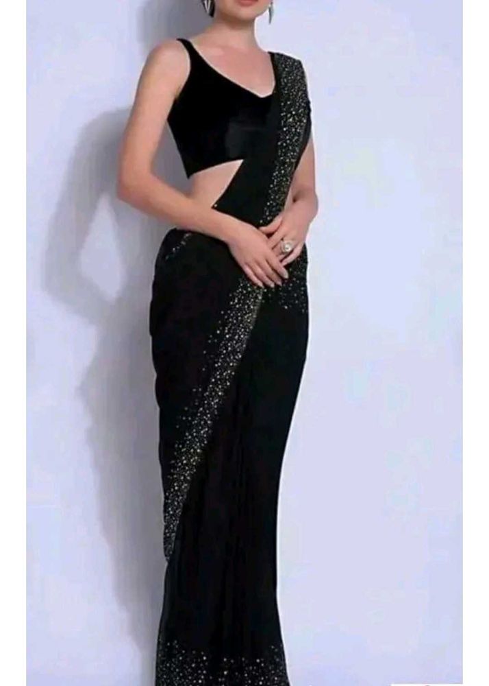 Elegant Black Saree with Embellishments