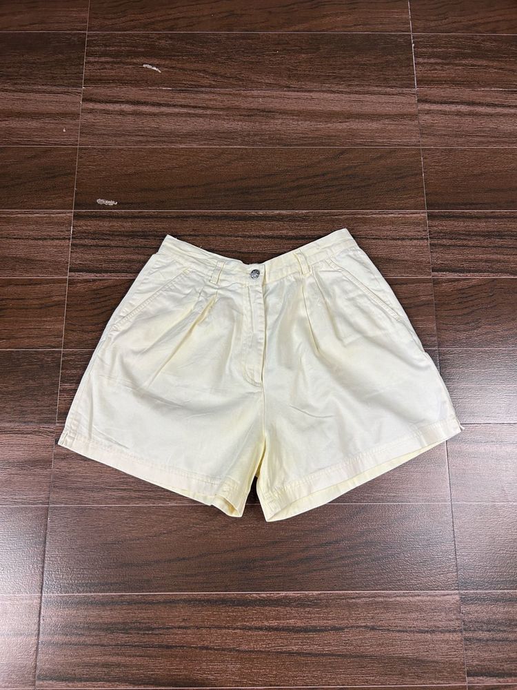 Pastel Yellow High-Waisted Shorts