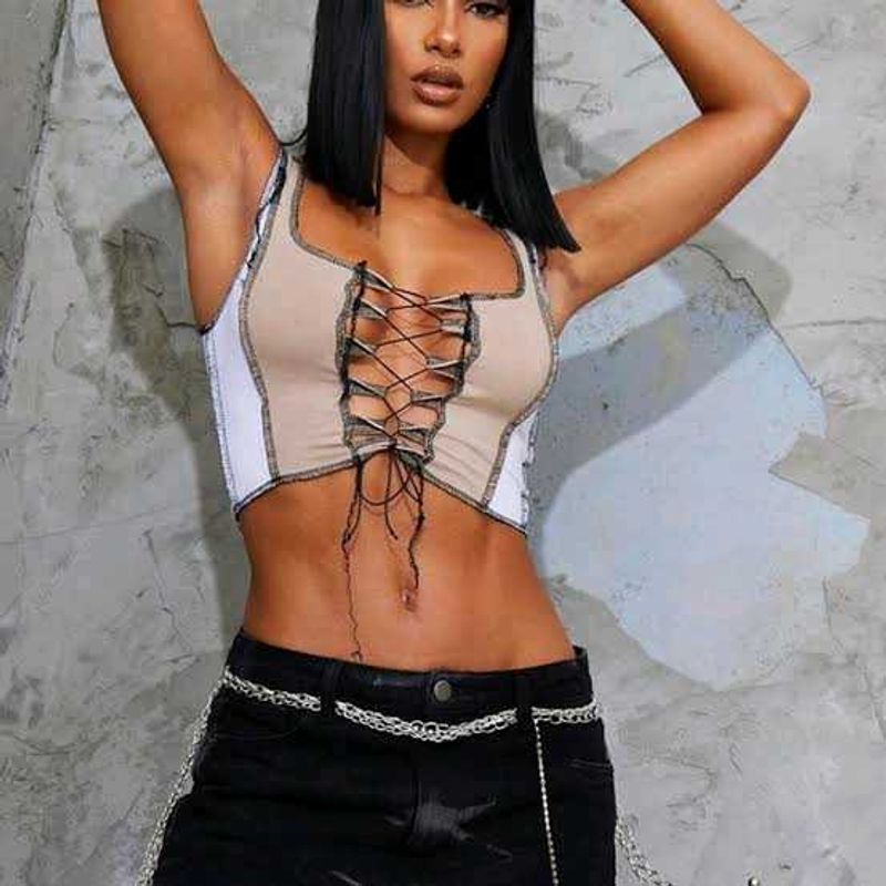 42209. Lace-Up Crop Top