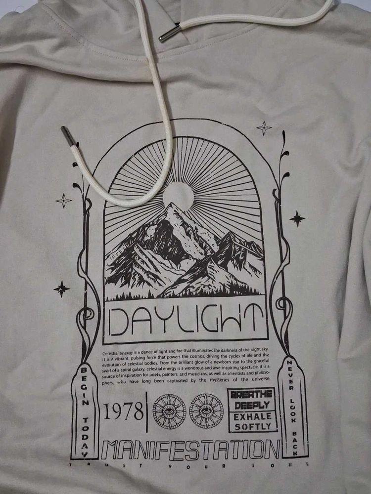 Cream Graphic Print Hoodie