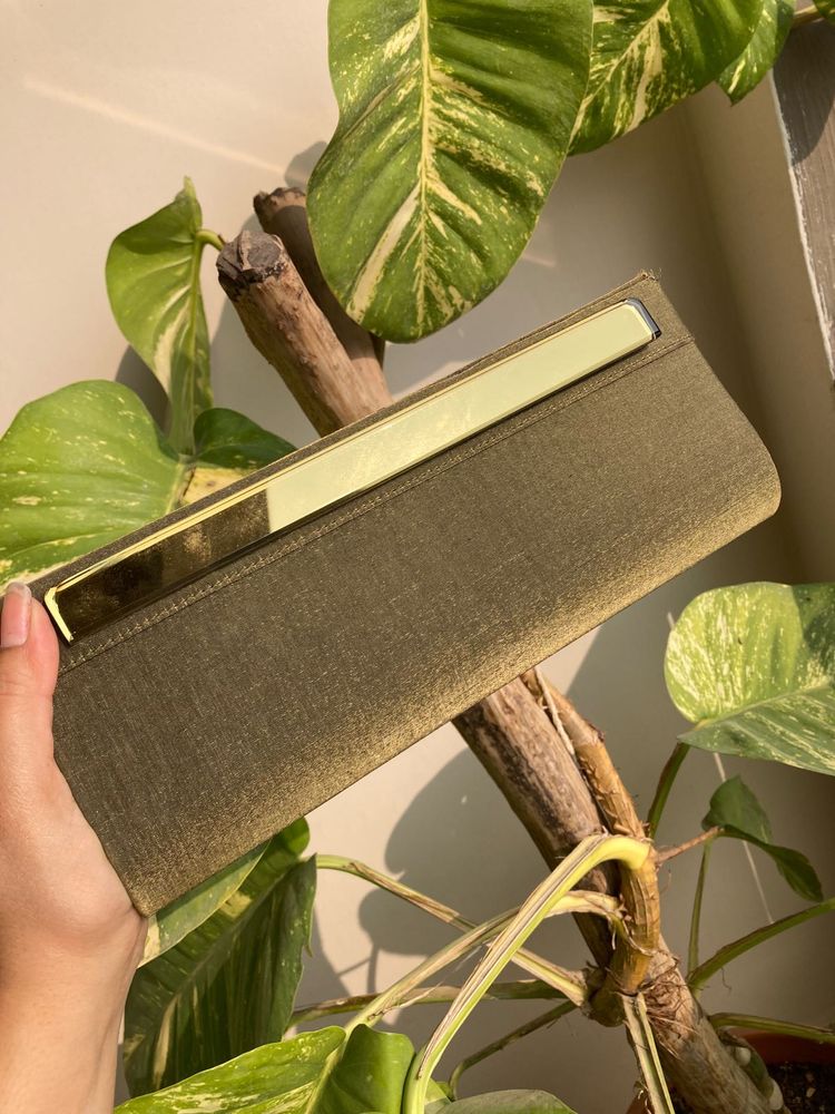 Olive Green Clutch with Gold Accent