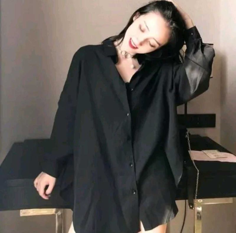 Black Korean Shirt Dress