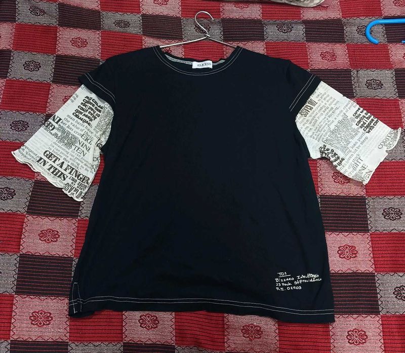 Vintage Y2K/Alt Newspaper Print Tee