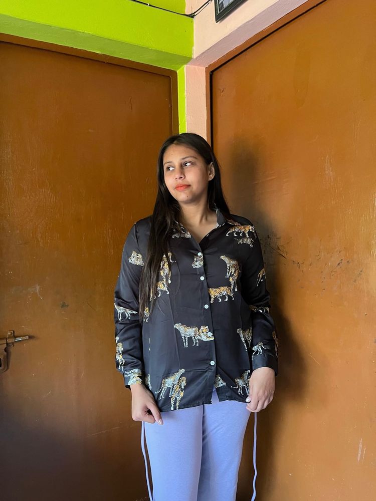 Stylish Black Animal Print Shirt