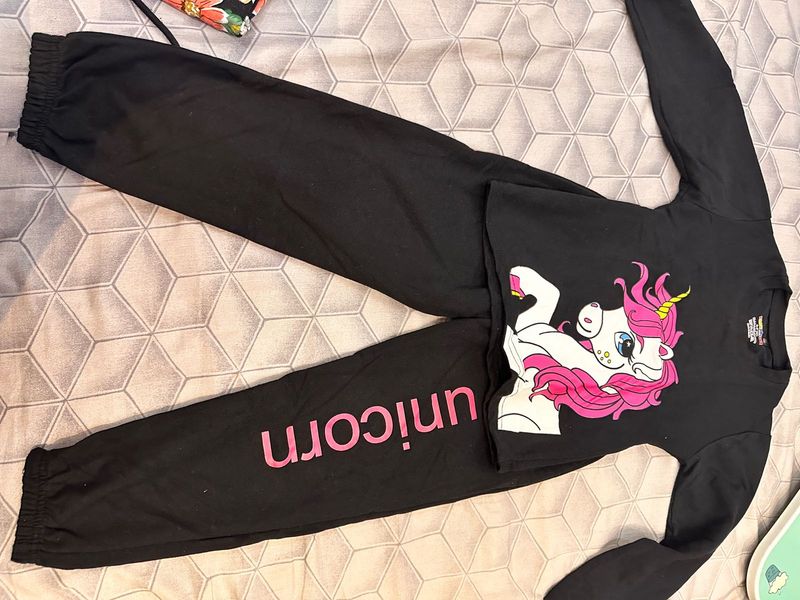 Kids Unicorn Black Long Sleeve Set