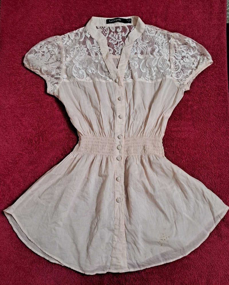 Y2k Vintage Sheer Lace Button-Up Top