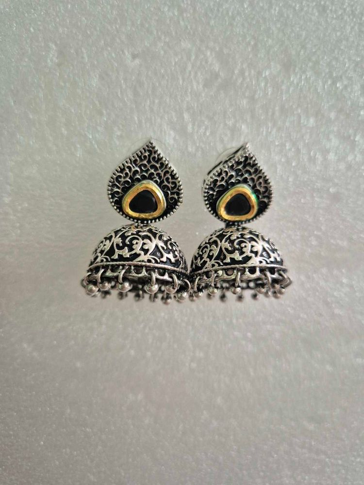Exquisite Oxidized Jhumka Earrings- Unused