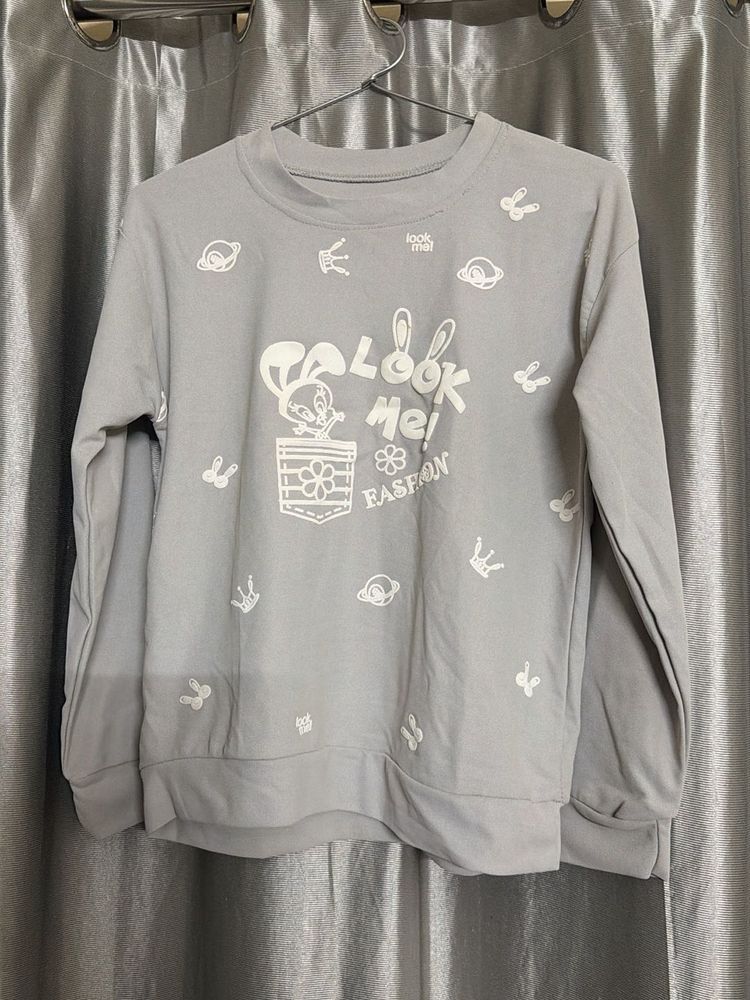 Cute Grey Bunny Graphic Sweatshirt