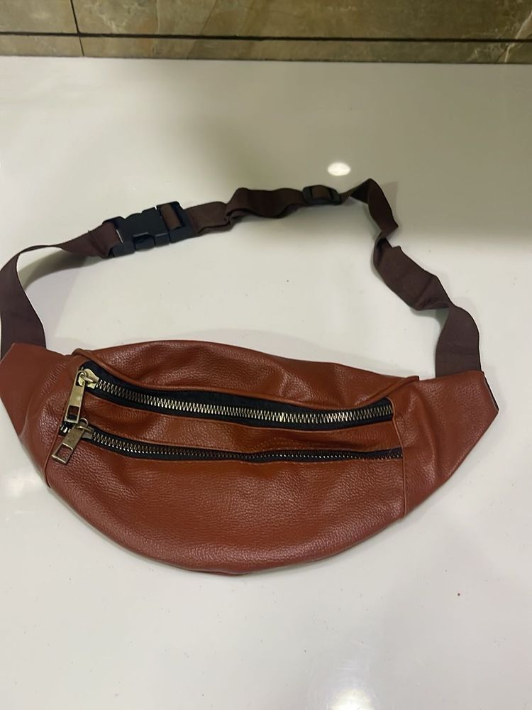 Brown Faux Leather Fanny Pack