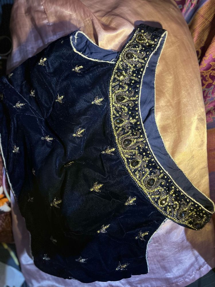Elegant  Navy blue and grey lehenga choli