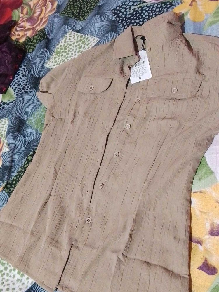 brown puff sleeve shirt