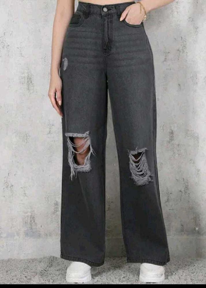 Women's Ripped Wide Leg Jeans
