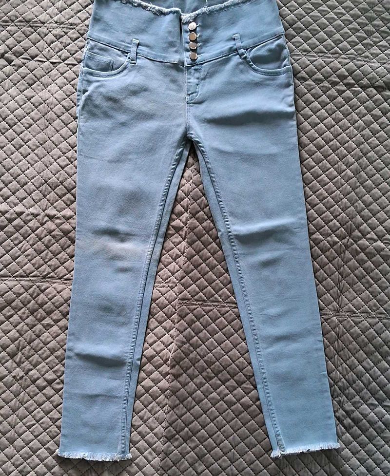 Blue High-Waisted Jeans