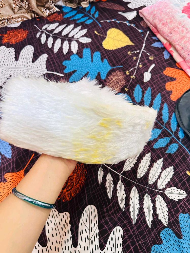 Fuzzy White cap for haldi