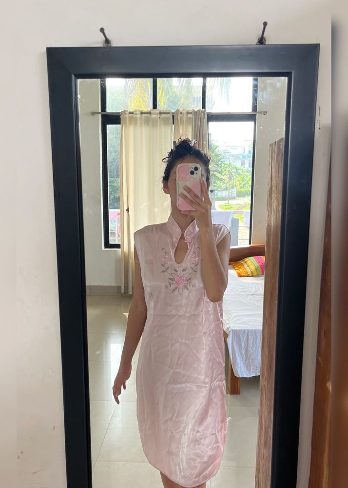 Light Pink Floral Embroidered Ethnic Gown