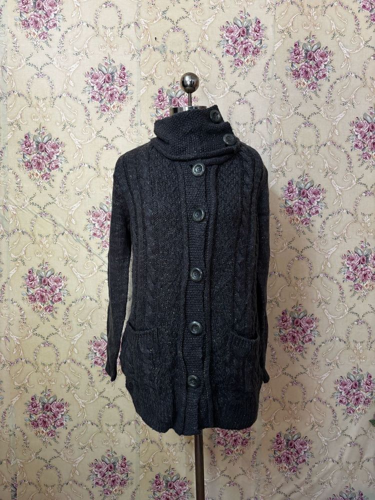 Chunky Knit Turtleneck Cardigan