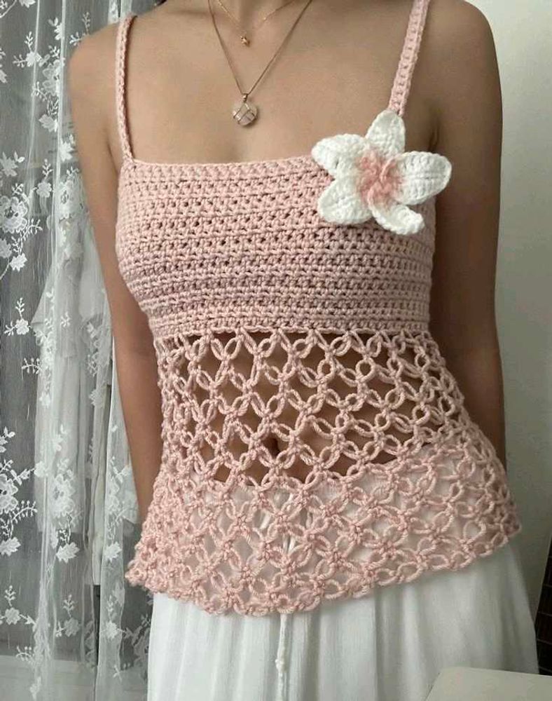 Crochet Flower Detail Cami Top