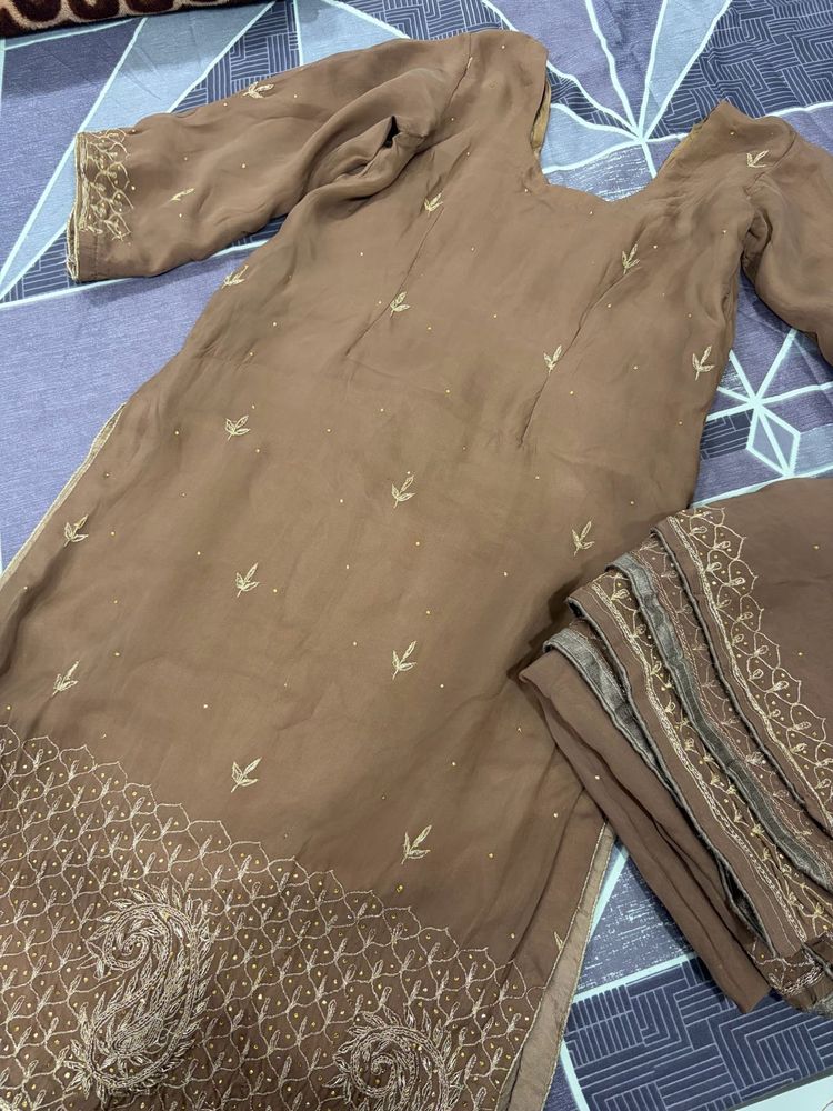Mouse colour kurta with dupatta 🤎