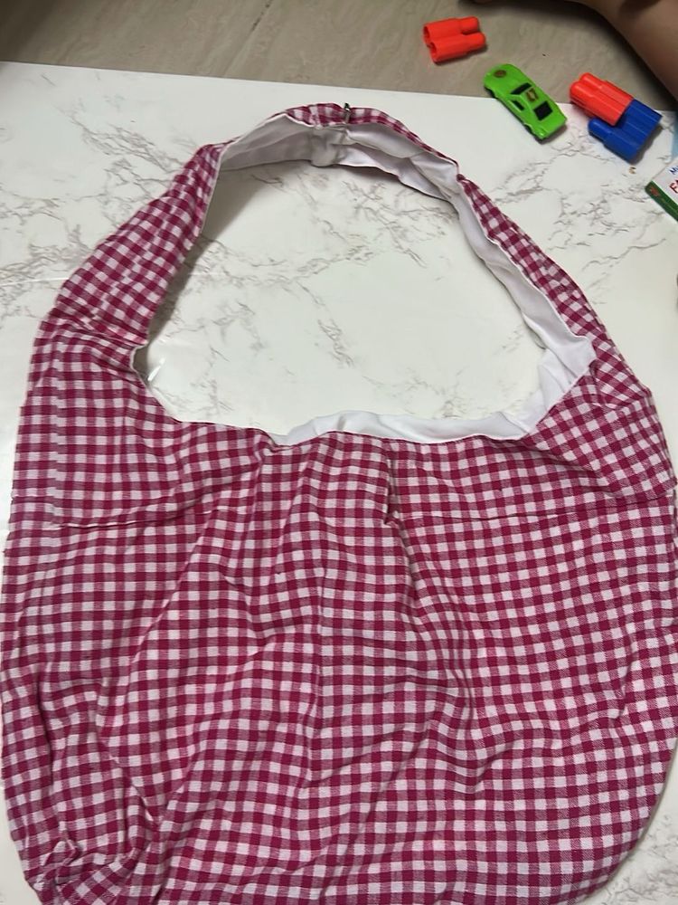 Chic Gingham Hobo Bag - Handmade