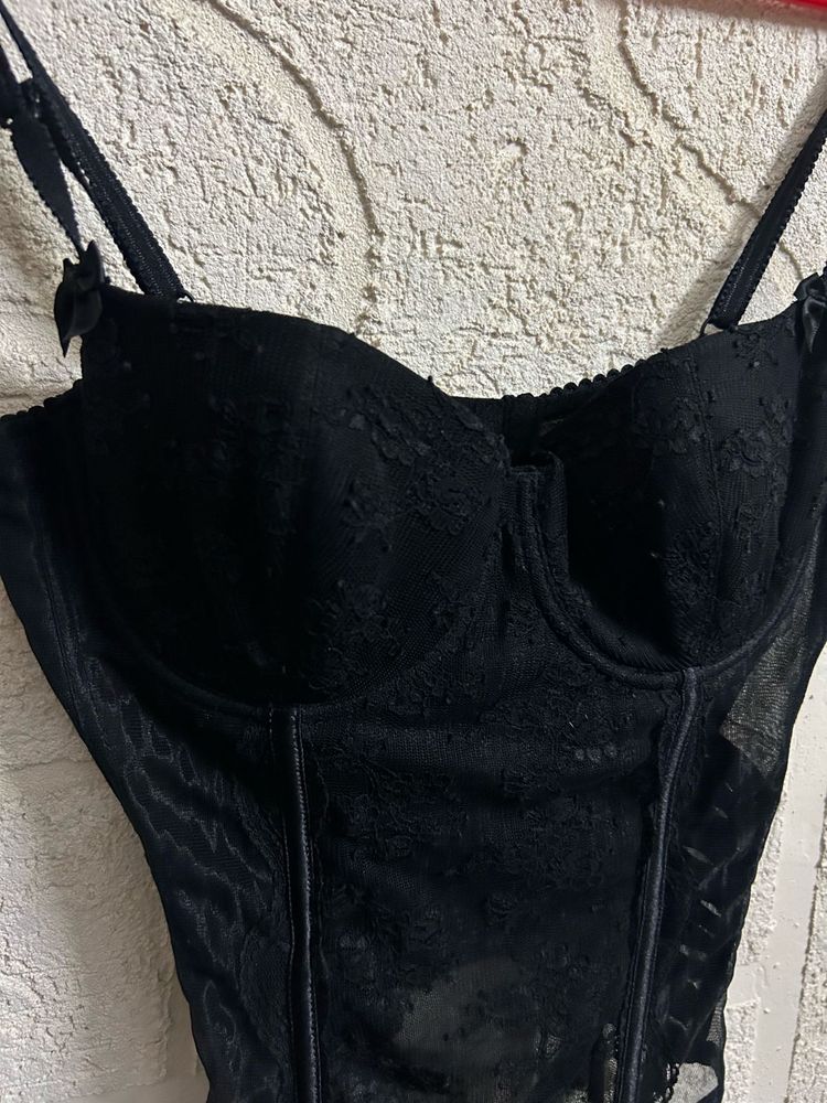 Black Lace Corset Bra