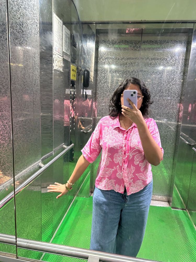 Pink Floral Button-Up Boxy Shirt