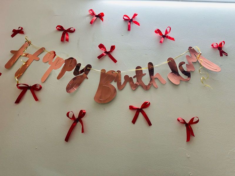 Happy Birthday Decorations Set with ribbon bow
