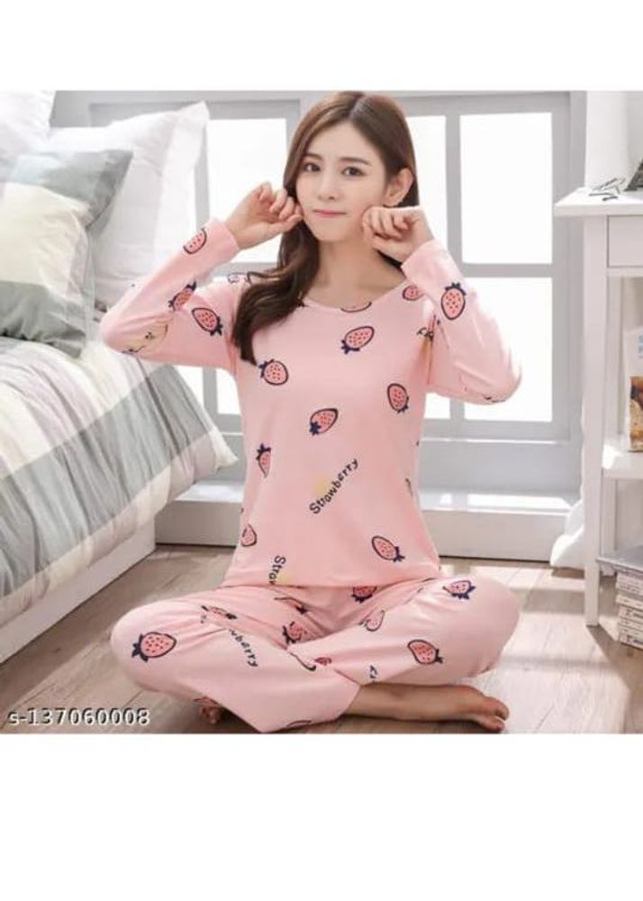 Cute Strawberry Print Pajama Set
