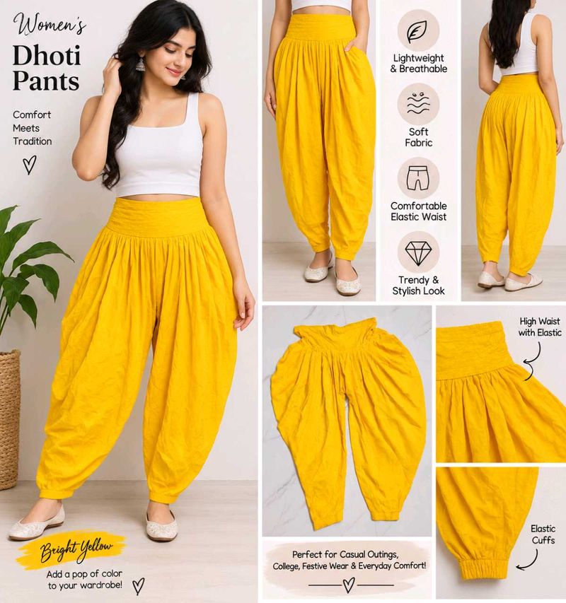 Vibrant Yellow Dhoti Pants