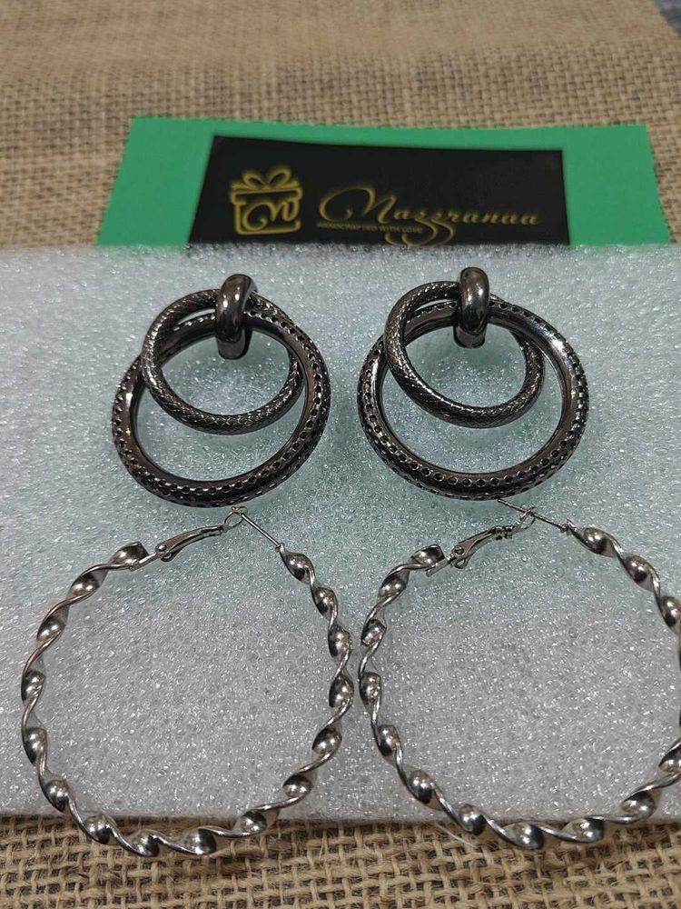 combo Chic Double Hoop Earrings &amp; Twisty Hoops Set