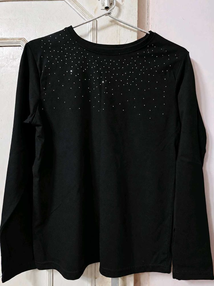 Sparkling Black Long Sleeve Top