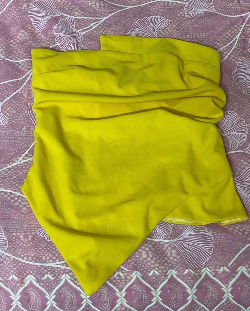 Bright Yellow Ruched Top