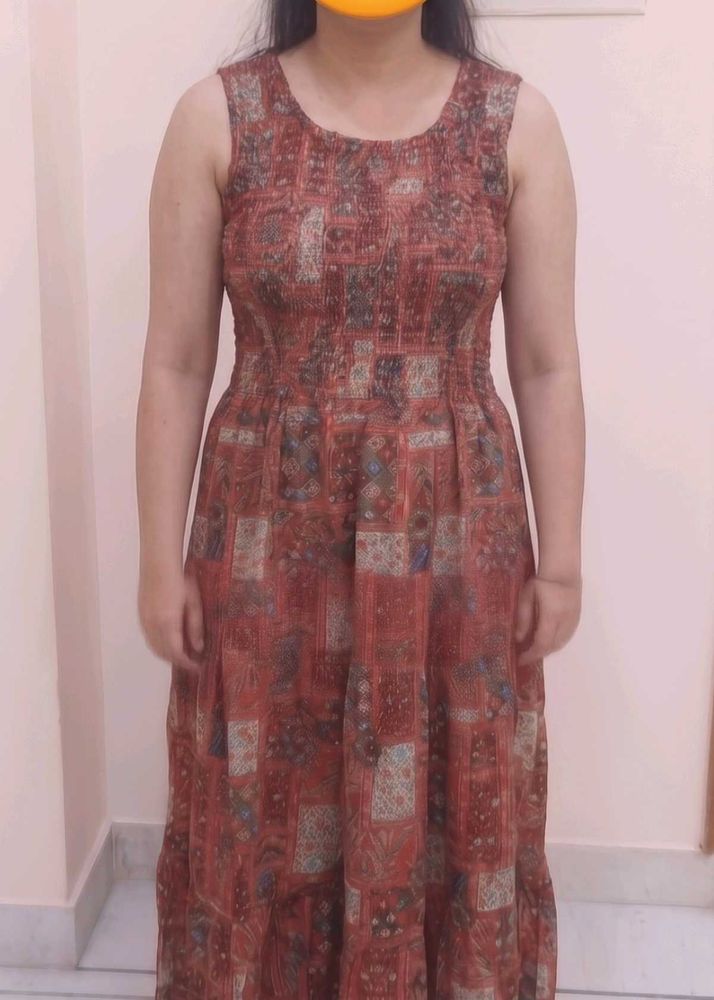 Flowy Bohemian Print Maxi Dress