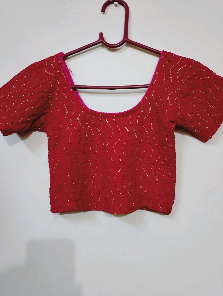 rose pink Embellished Saree Blouse