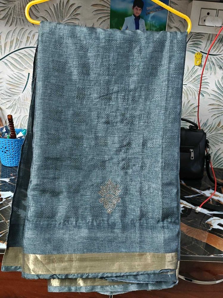 Grey embellished formal saree