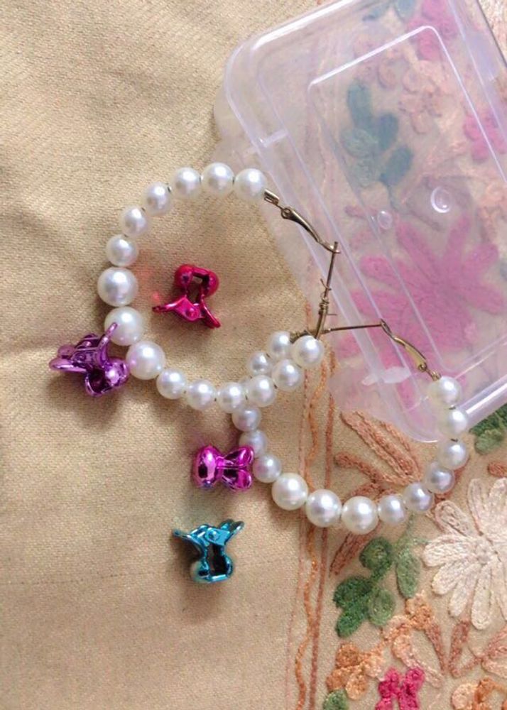 Pearl Hoop Earrings with Charms