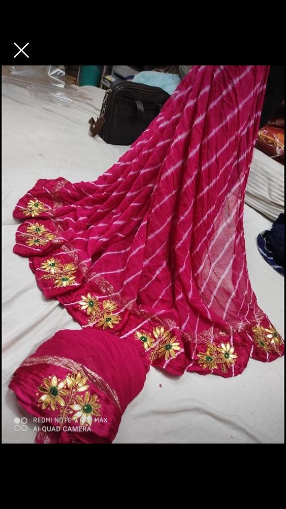 pure gorgate gota Patti work Algeria print saree