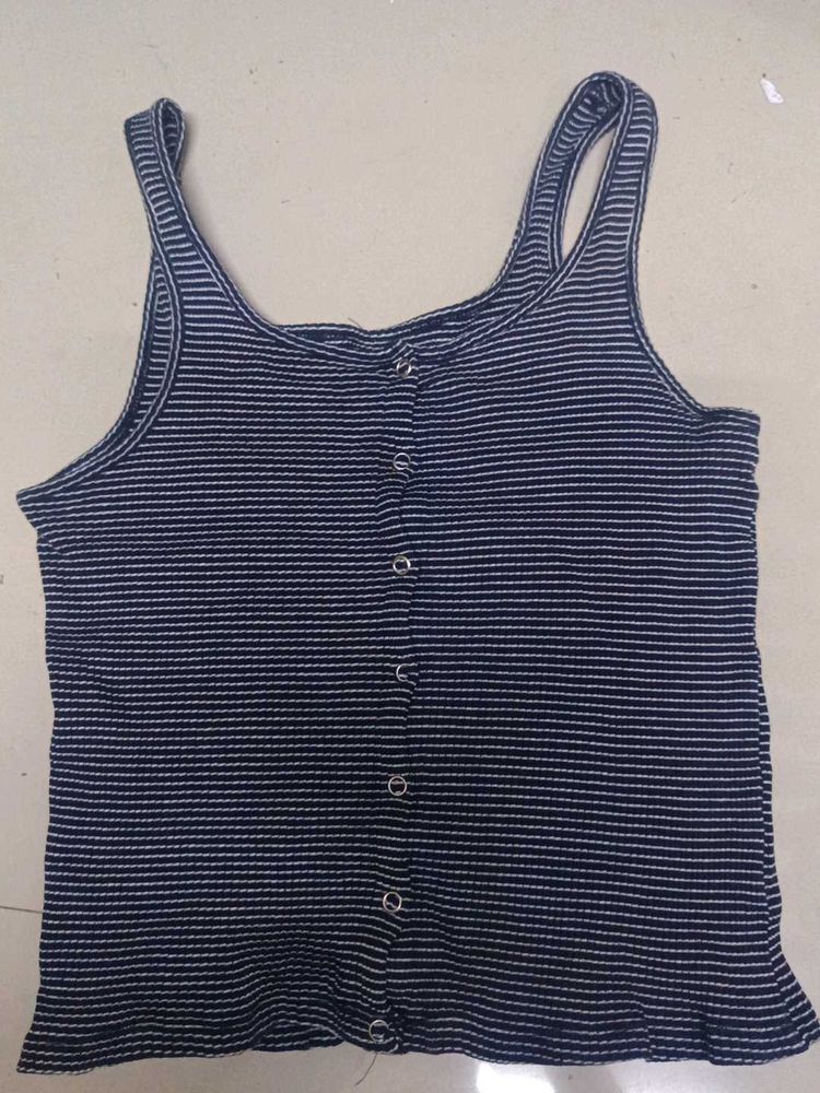 Striped Button-Up Tank Top
