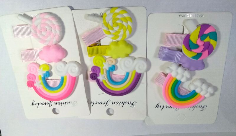 9 Pcs Colourful Candy Rainbow Hair Clips for Girls