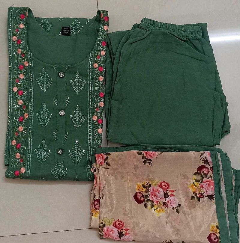 Embroidered Kurta Set with Dupatta