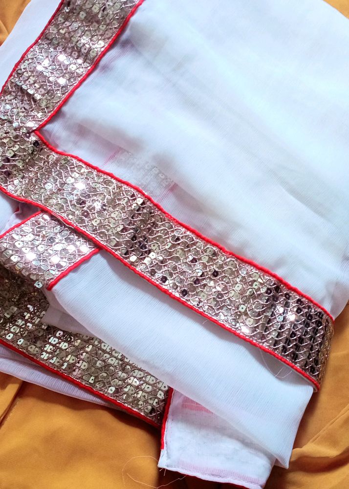White colour saree without blouse for sale