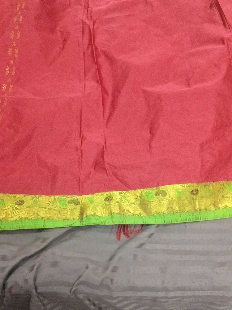 pattu saree vibrant red with gold border