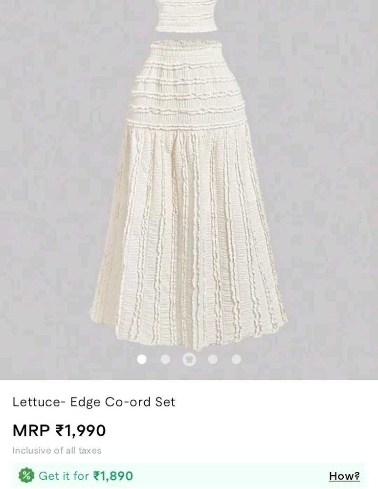 White Textured Crop Top &amp; Skirt Set