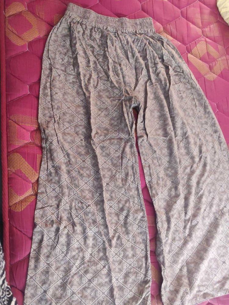 Patterned Wide Leg Pants