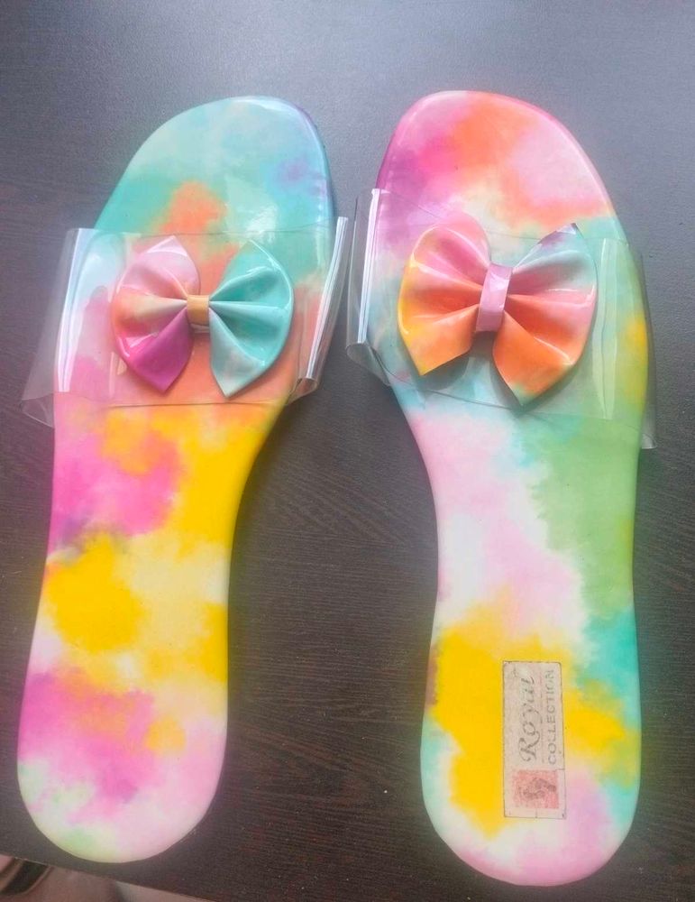 Tie-Dye Bow Slides