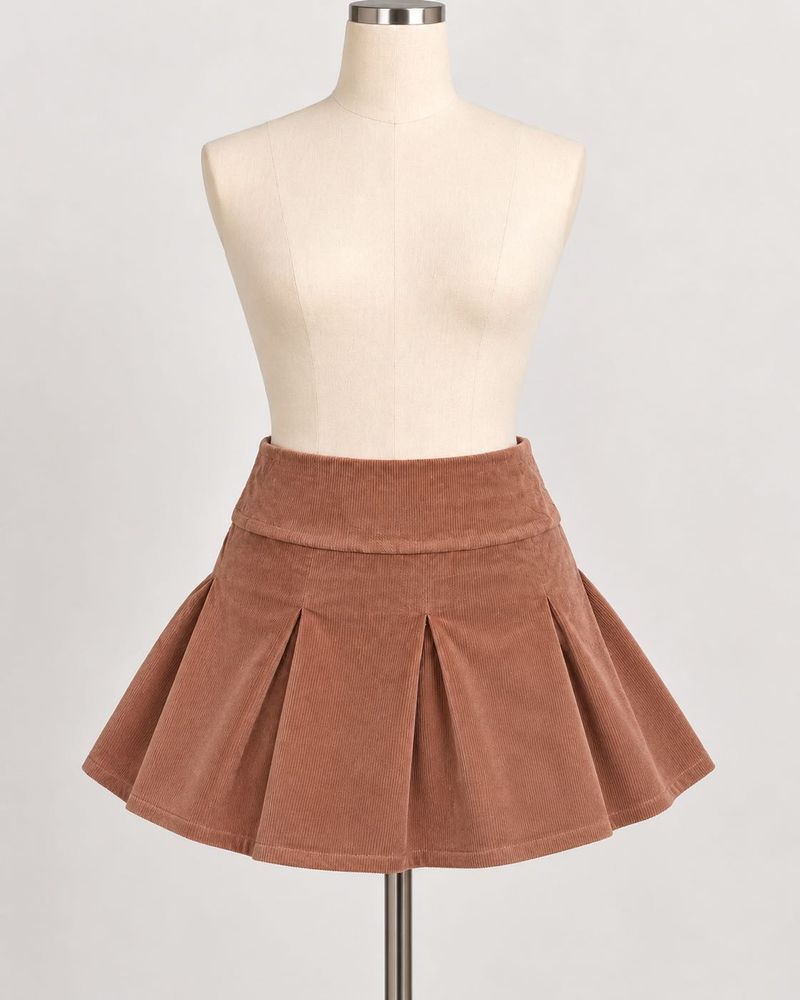 Pleated Corduroy Mini Skirt