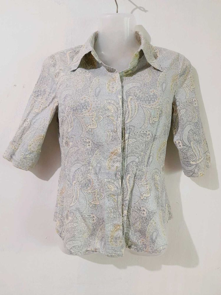 Paisley Print Button-Up Shirt
