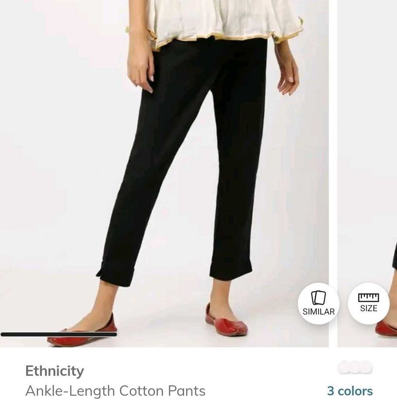 Black Ankle-Length Cotton Pants😍👌