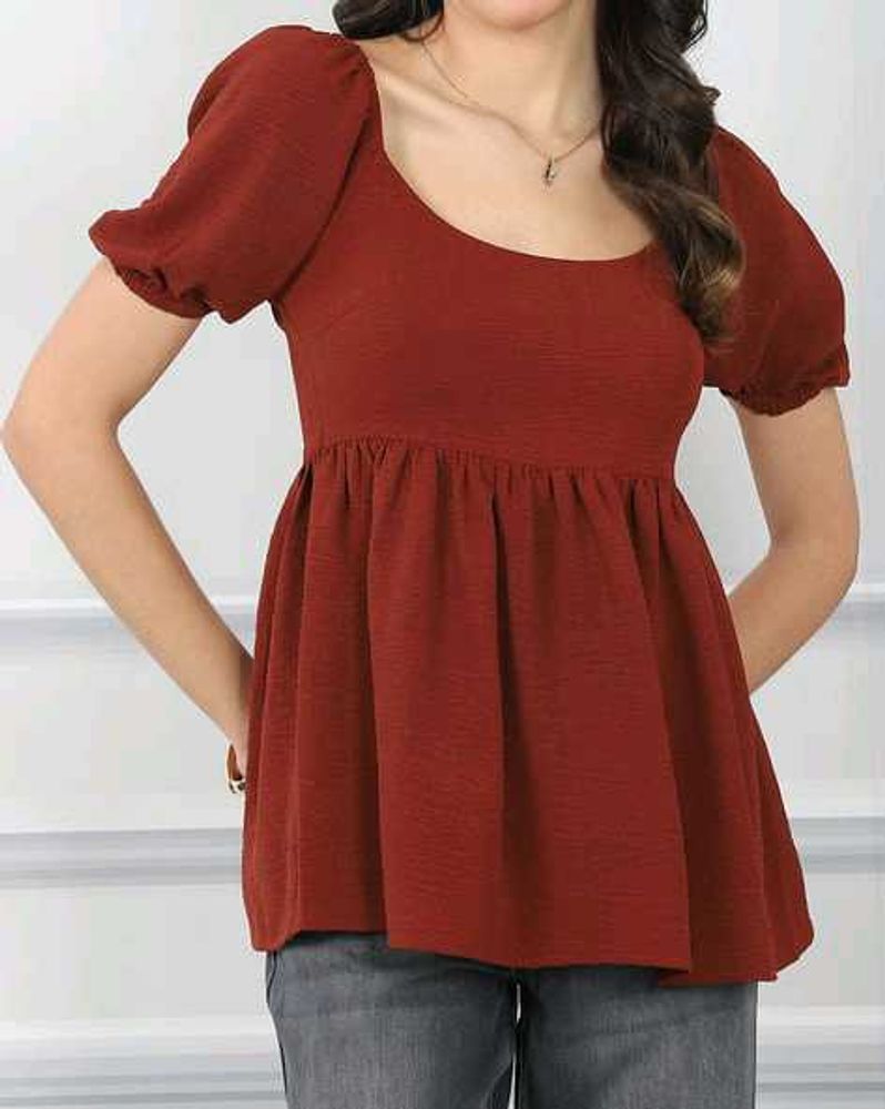 Chic Puff Sleeve Peplum Top