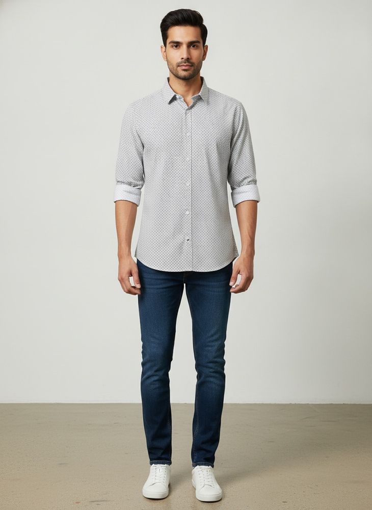 Men's Geometric Print Button-Up Shirt